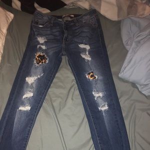 Kancan jeans with leopard size 9 or 28 waist
